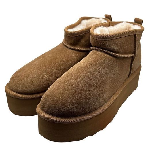 CUSHIONAIRE Women's Genuine Suede pull on platform boot 9.5 WIDE CHESTNUT - Picture 3 of 7